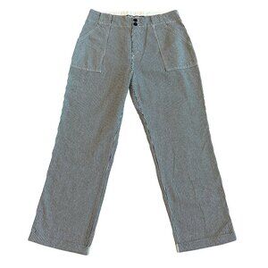 Leon & Harper Navy White Stripe Pants Trousers 100% Cotton Size 42 XL NWOT